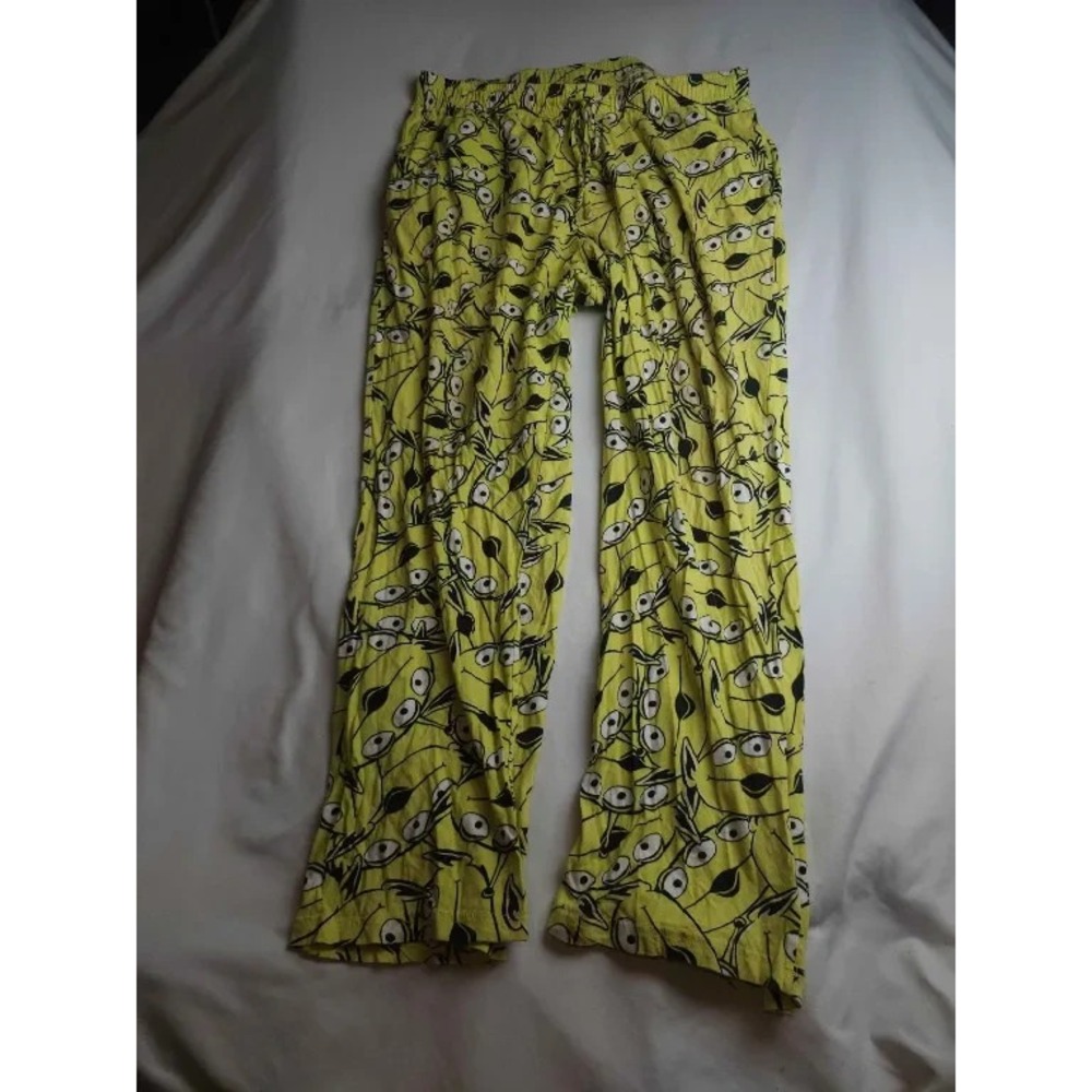 Disney Pixar Toy Story Alien Pajama Pants Mens Size XL Yellow Knit Loungewear